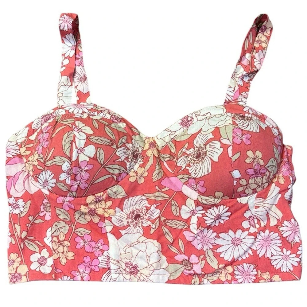 BOG Collective Band of Gypsies Crop Top Bustier Corset Bra Floral Top Medium NWT - Picture 3 of 9